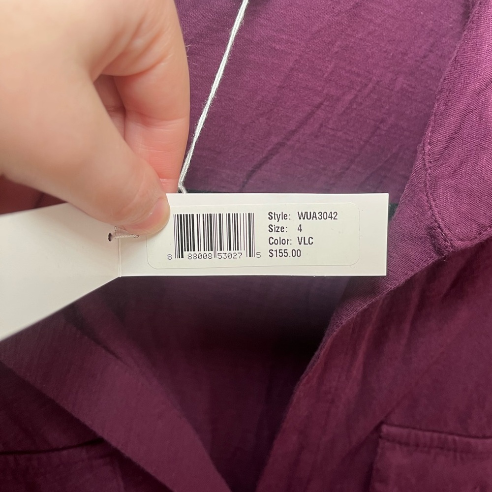 James Perse Three Quarter Sleeve Purple Button-Up Top - Picture 4 of 12
